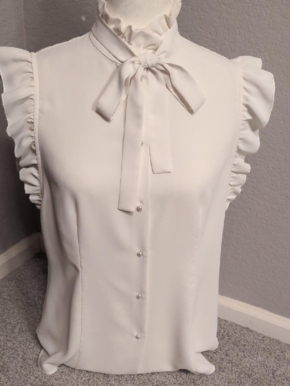 Anne Klein Women's Ruffled Tie-Neck Blouse - White